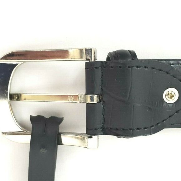 Men's Leather 1.25" Non Reversible Belt Black Croc - Picture 8 of 9
